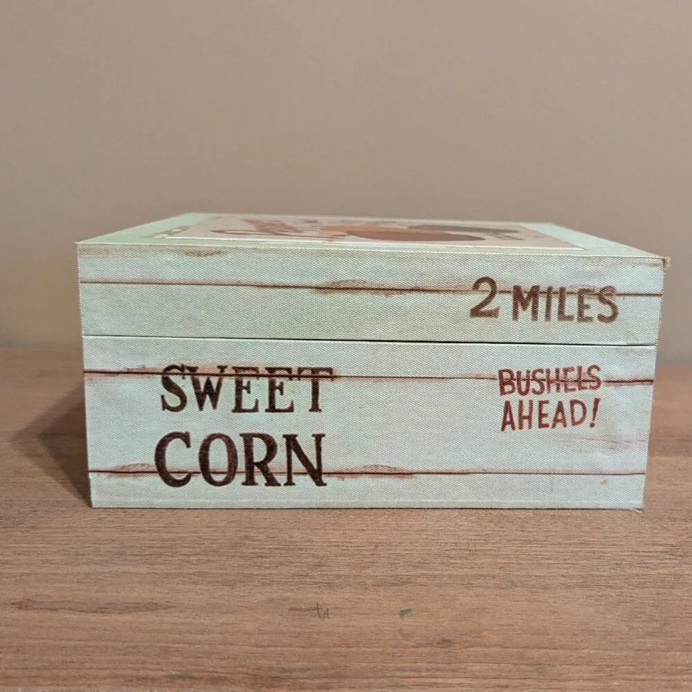 Vintage Decorative Farmhouse Wooden Box With Buckle Closure